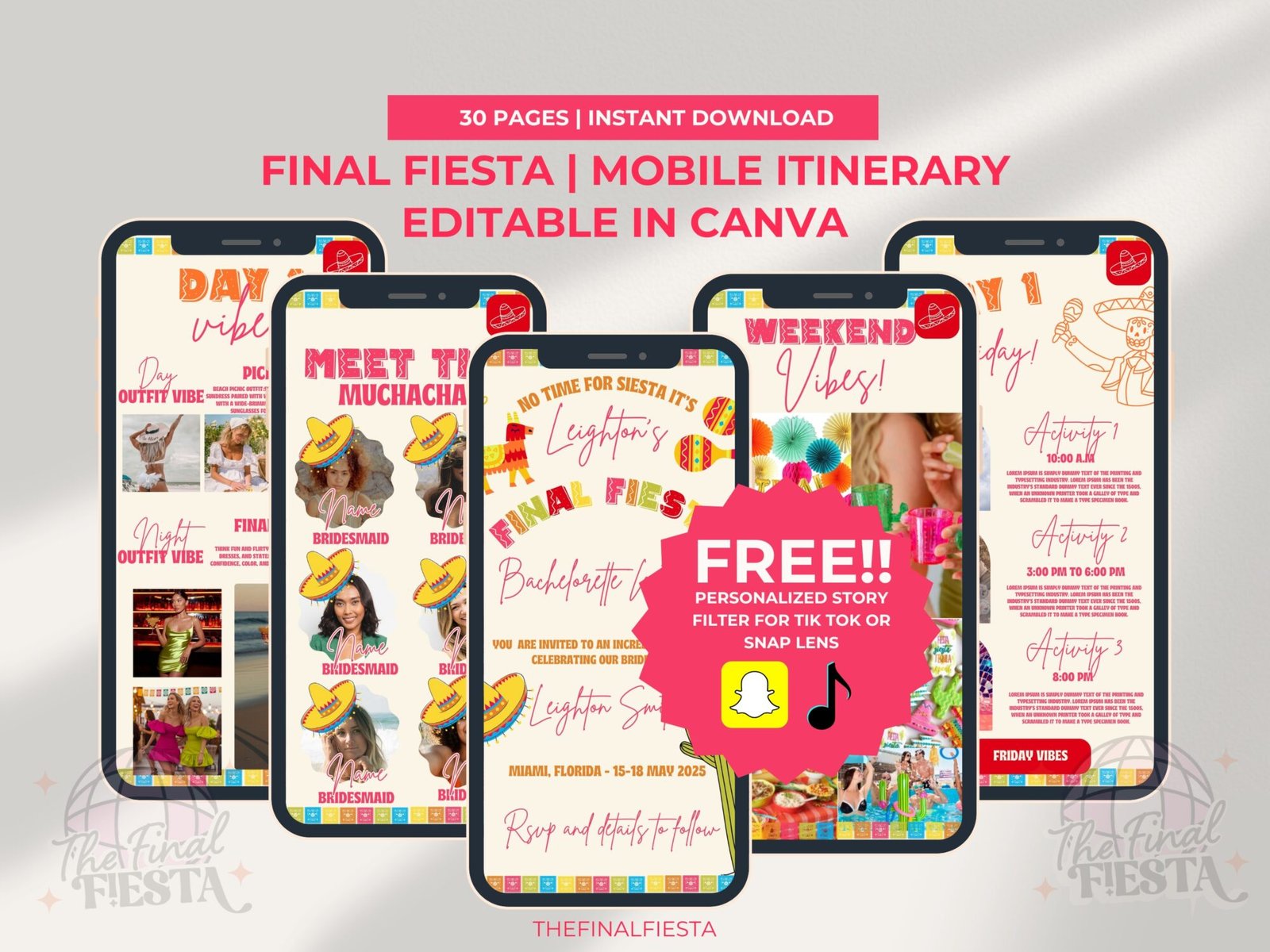 The Final Fiesta Bachelorette Invite and Itinerary