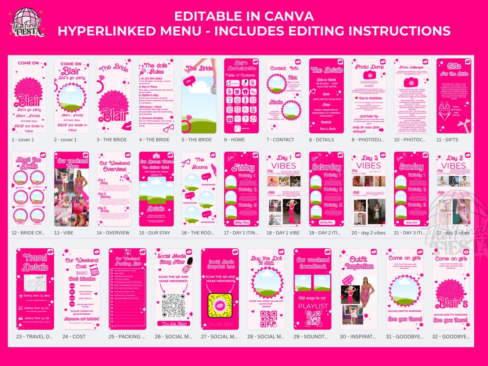 Fashion Doll Bachelorette Mobile Invitation and Itinerary - Image 2