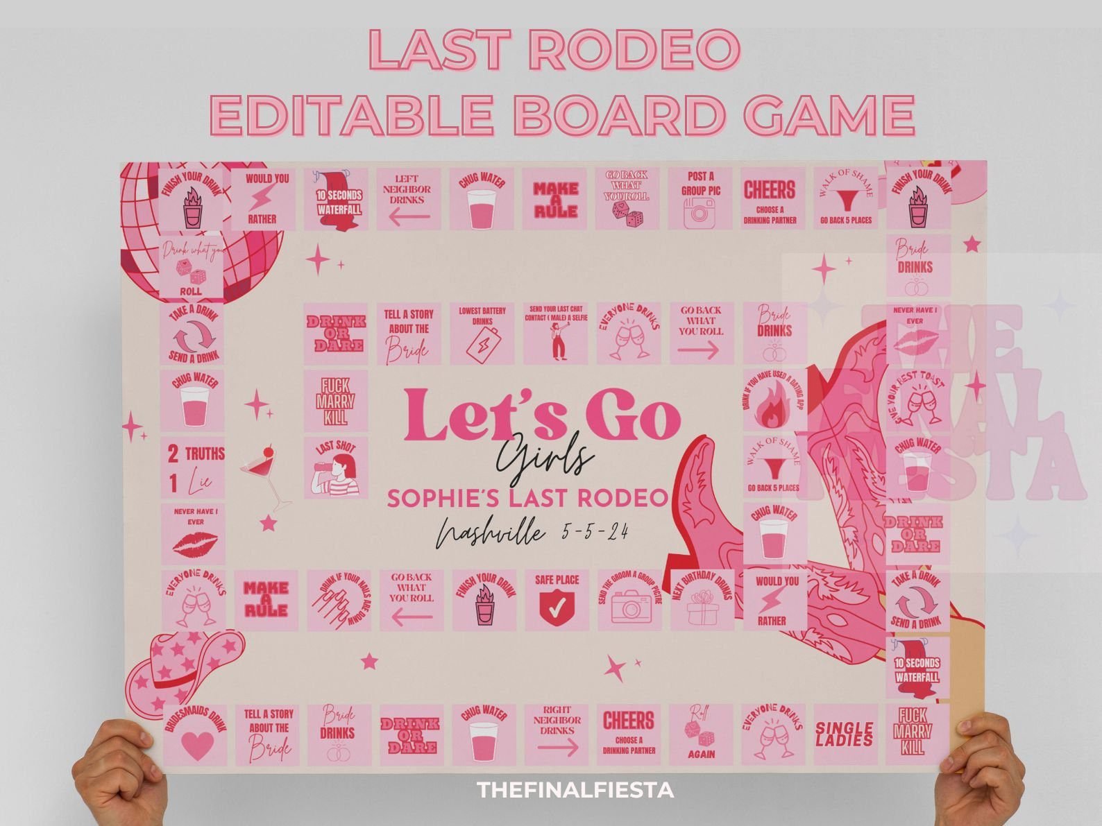 Last Rodeo Bach Editable Board Drinking Game