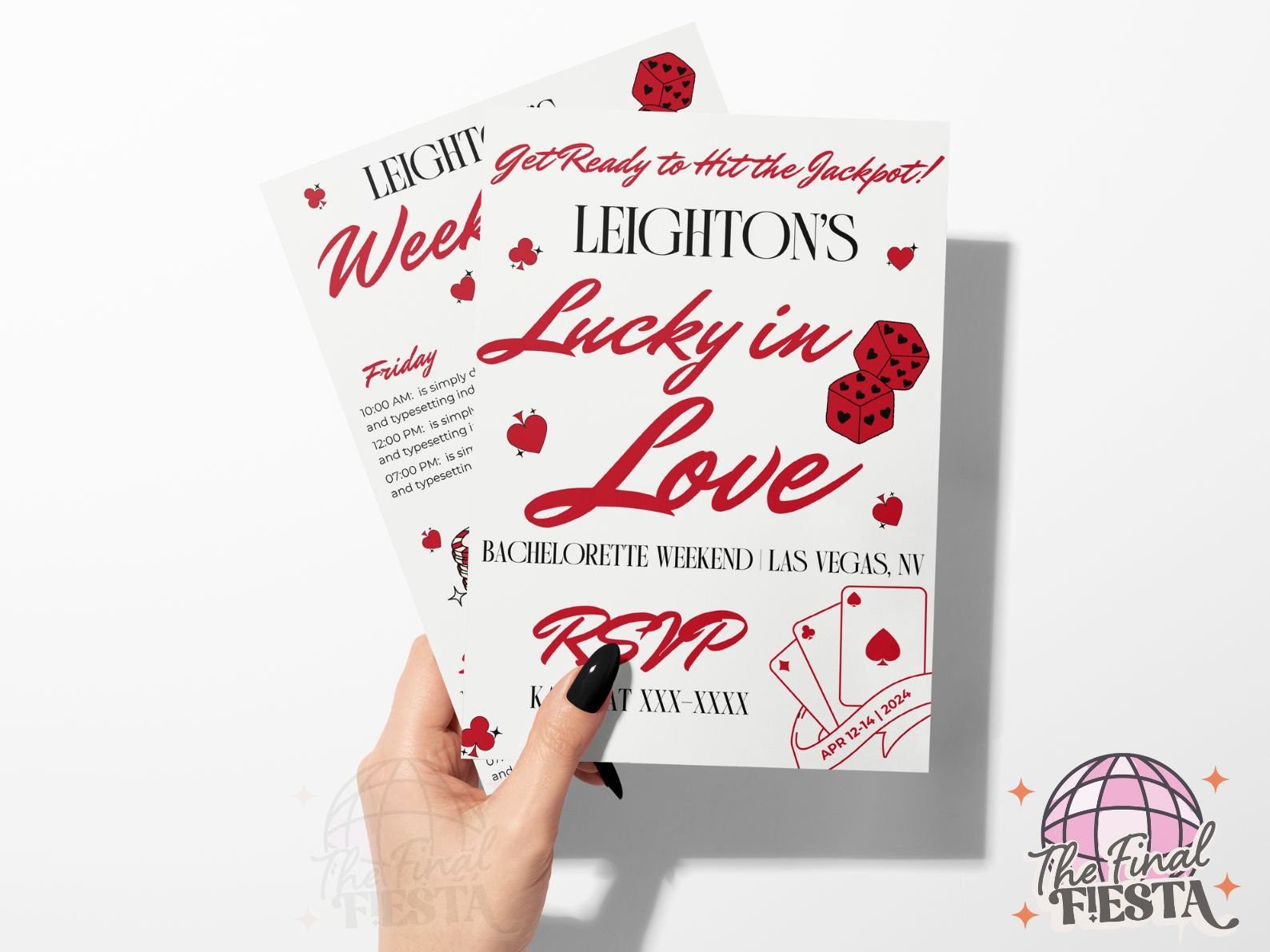 Las Vegas Bachelorette Party invite & Itinerary Template