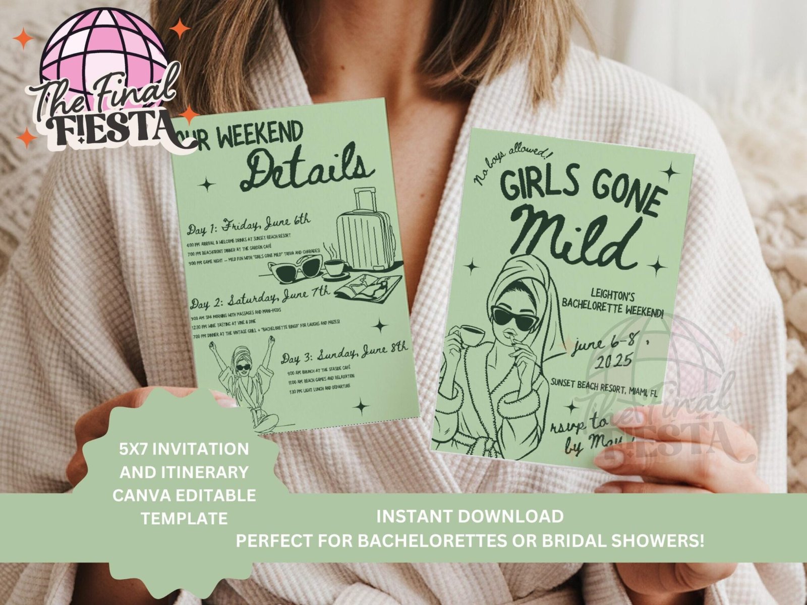 Slumber Party Bachelorette Invitation and Itinerary