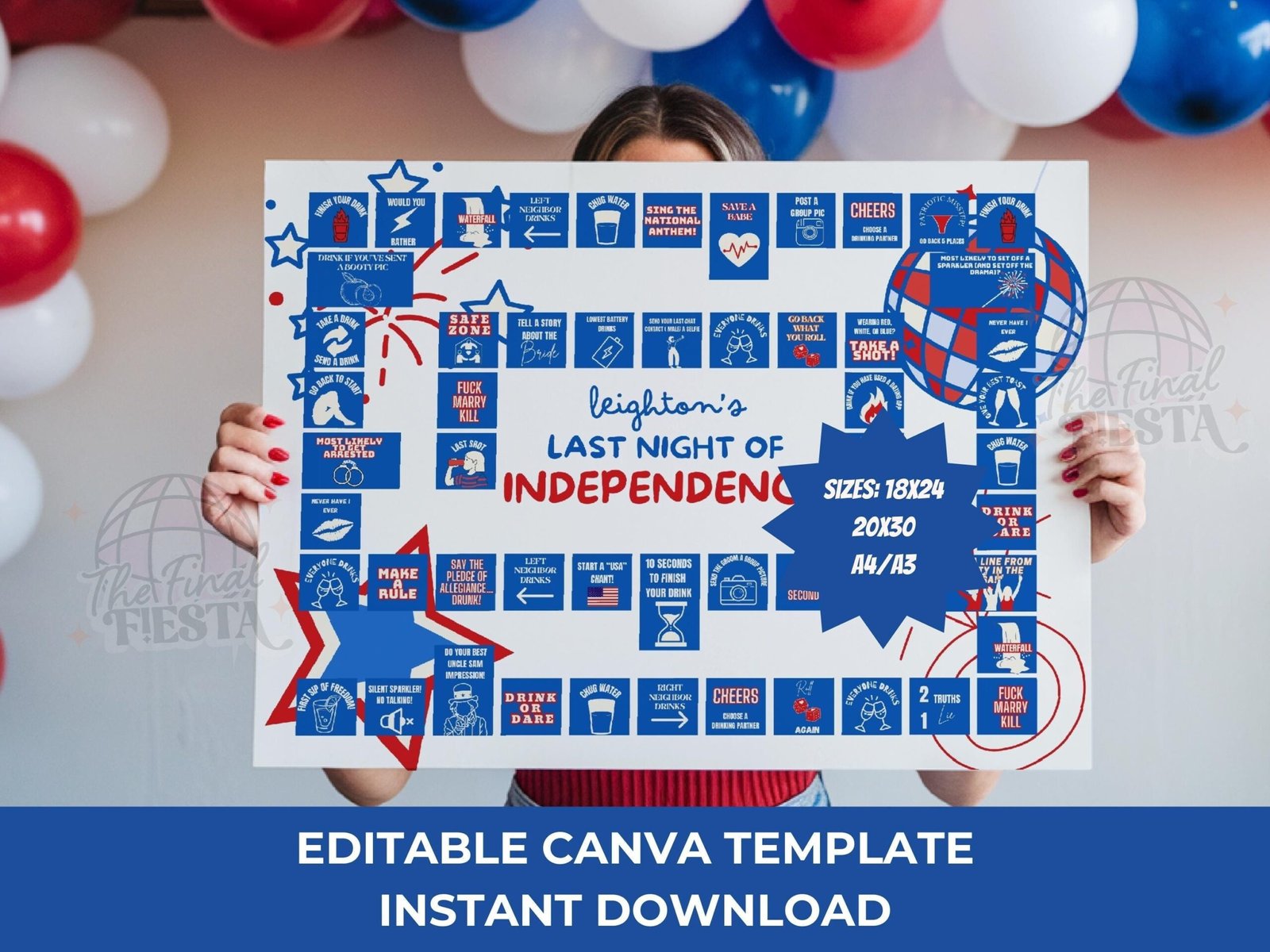 Last Night Of Independence Bachelorette Board Game